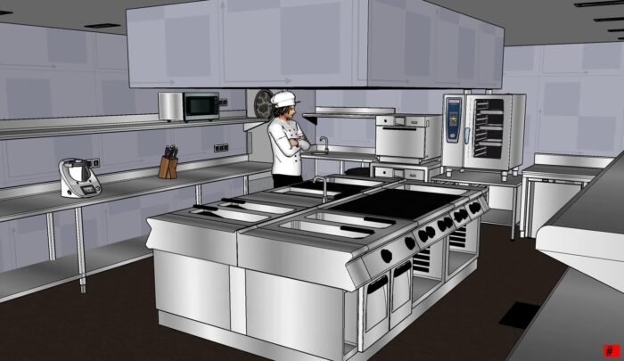Plano 3D Cocina Industrial Planos de Hostelería