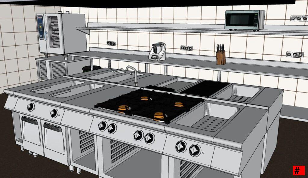Plano 3D cocina - Planos de Hostelería