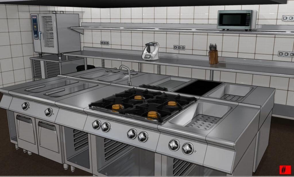 Plaon 3D cocina - Planos de Hostelería