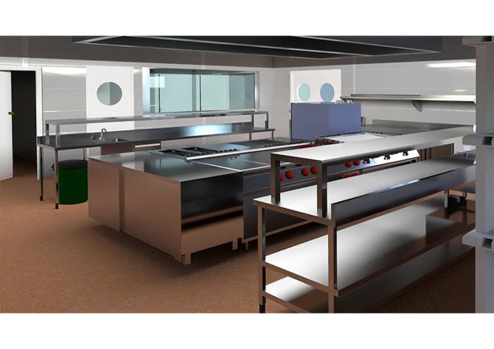 Render 3D Plano Cocina Industrial - Planos de Hostelería